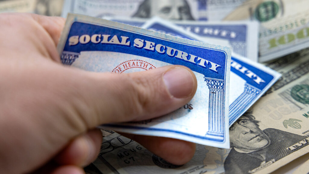 Social security card and cash